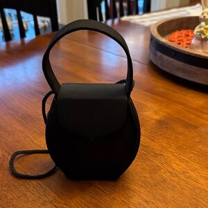 Black Mini Handbag with Top Handle and Shoulder Strap